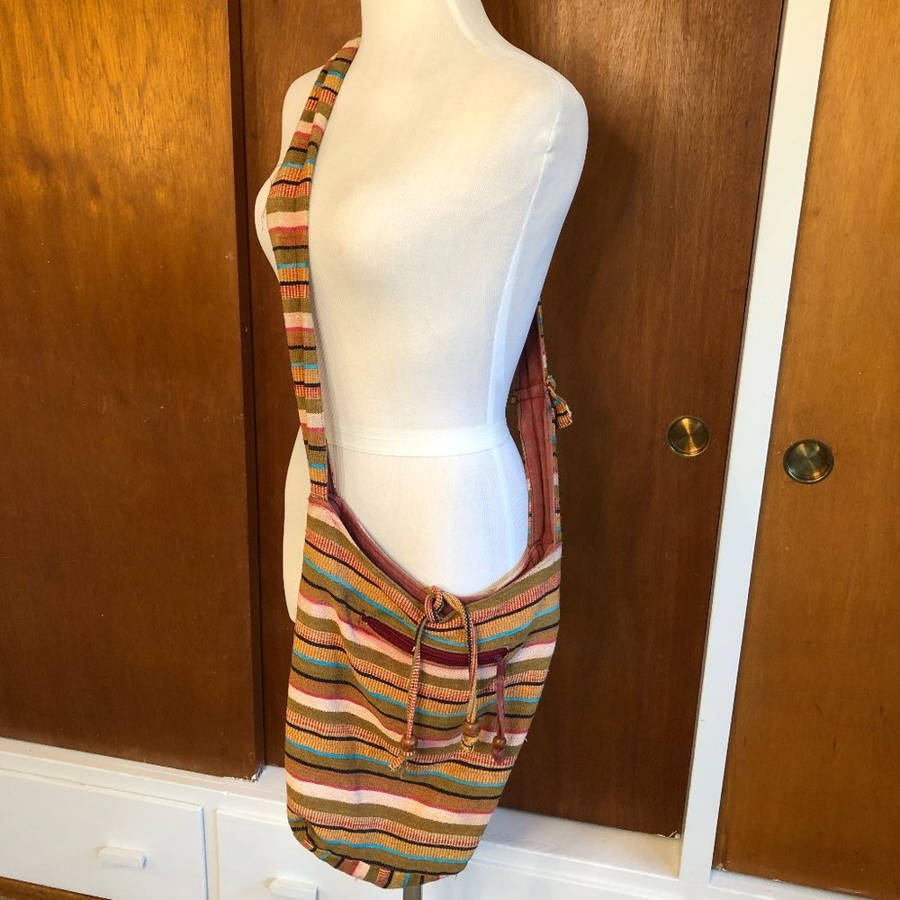 Vintage Boho Hippie woven striped crossbody bag